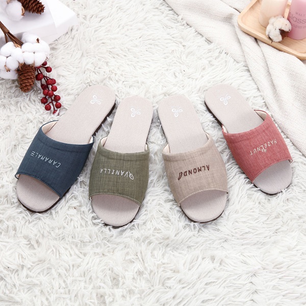 和風素色冰咖啡紗室內拖鞋